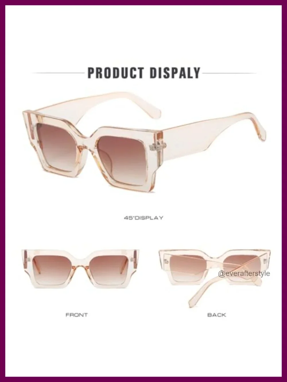 Oversized Square Sunglasses for Women UV400 Protection Retro Cat Eye